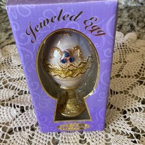 My Treasure Hand Painted Jeweled Egg New in Box